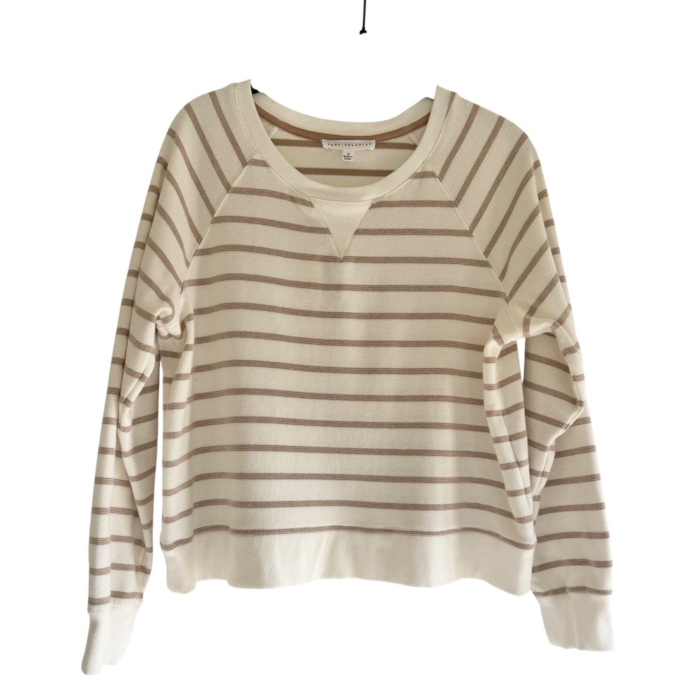 Jane + Delancey Womens Striped‎ Raglan Sweatshirt Cream Tan RN155730 Medium